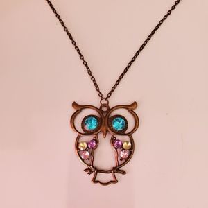 VTG 1970s Rhinestone Owl
